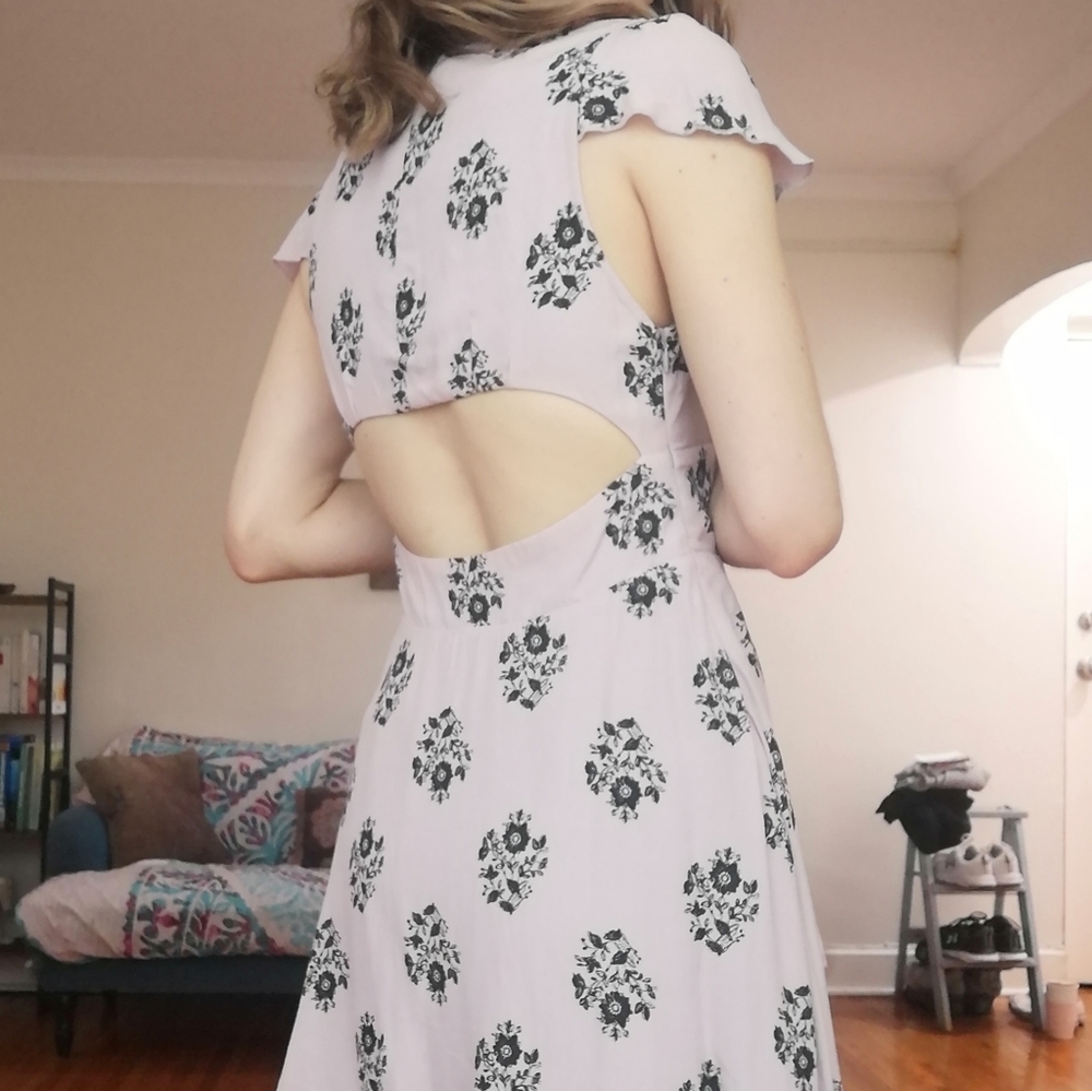 Aritzia Lilac and Black Floral Dress